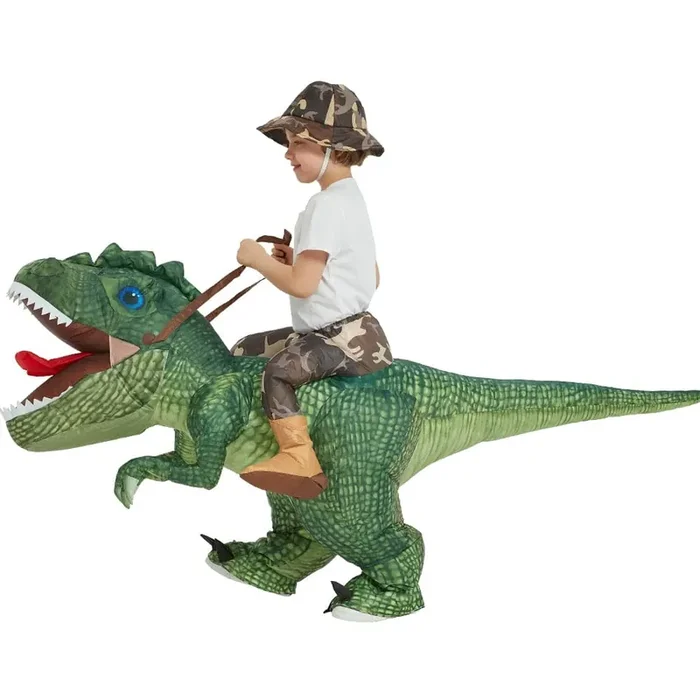 Disfraz de dinosaurio de montura inflable de carnaval
