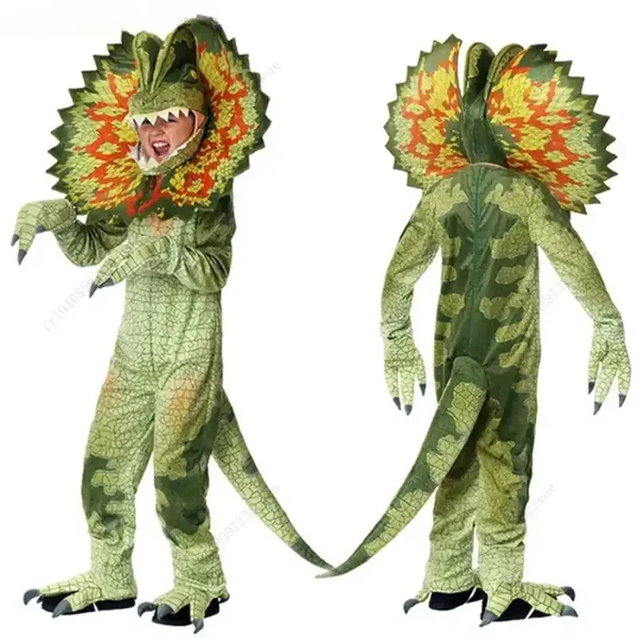 Disfraz de dinosaurio realista para niño.