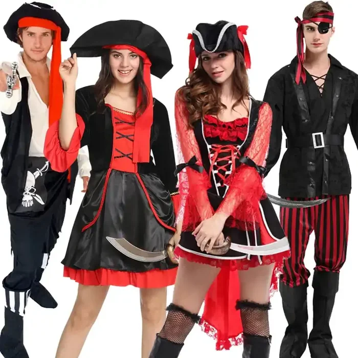 Disfraz de pirata para hombre y mujer, disfraz de carnaval de Halloween