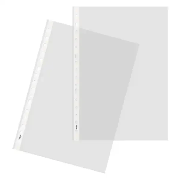 Dohe 100 Fundas Multitaladro en Polipropileno Liso Cristal – 16 Perforaciones