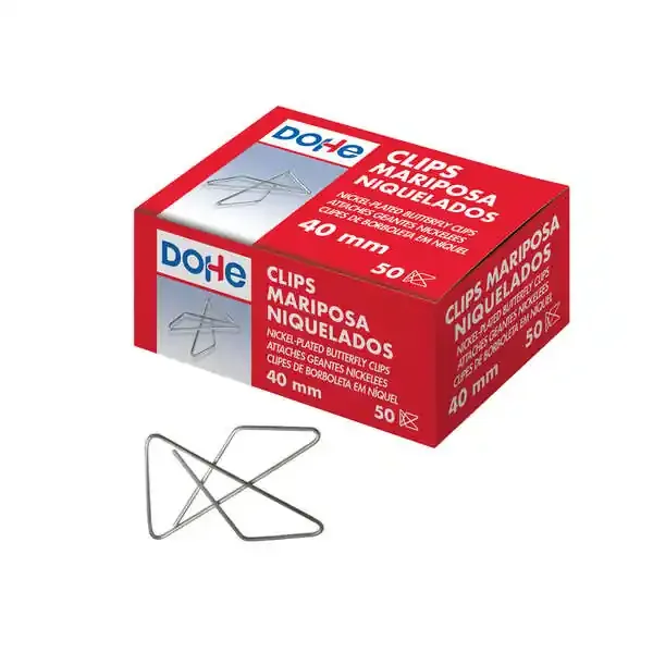 Dohe 50 Clips Mariposa de Alambre Niquelado – 10mm – Calidad Premium