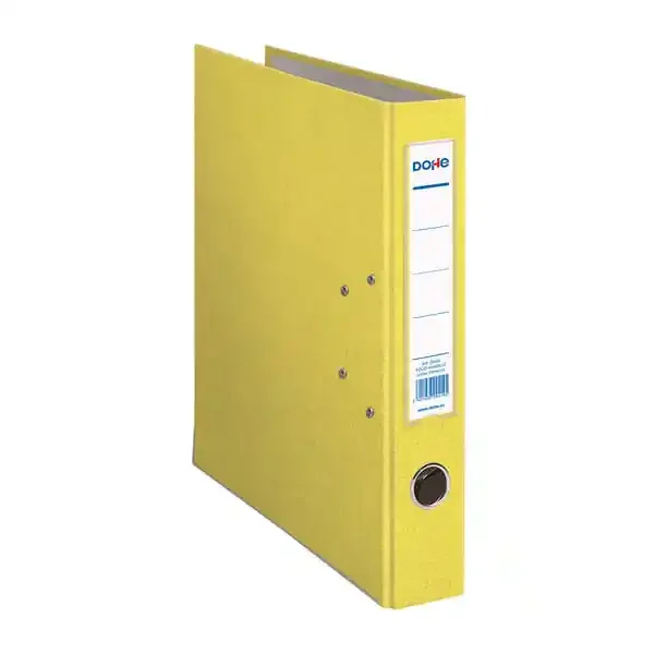 Dohe Archicolor Archivador de Palanca con Rado y Tarjetero – Lomo Estrecho – Formato Folio – Carton Forrado – Color Amarillo