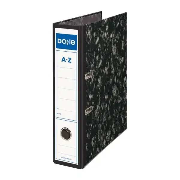 Dohe Archinovo Archivador de Palanca con Rado – Carton – Formato A4 – Lomo Ancho – Cantoneras Metalicas – Color Negro Jaspeado