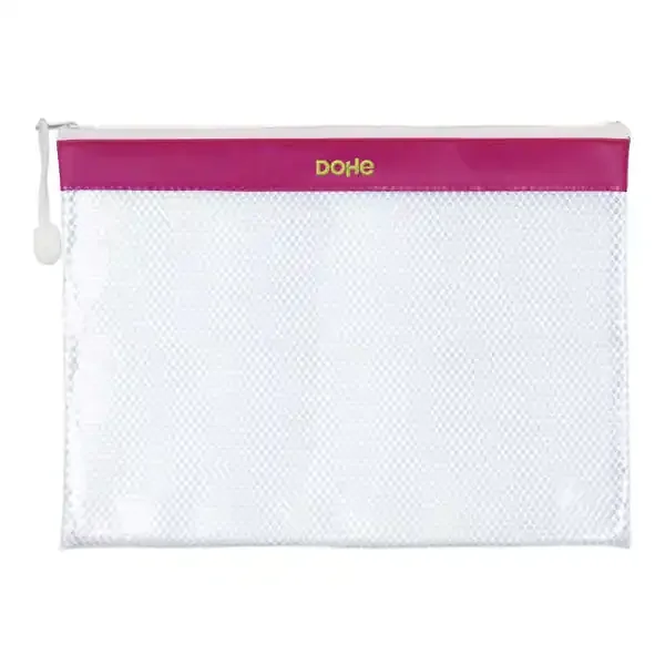 Dohe Bolsa Cremallera PVC – 32x24mm – Ideal para Documentos A4 – Resistente y Duradera (12 uds)