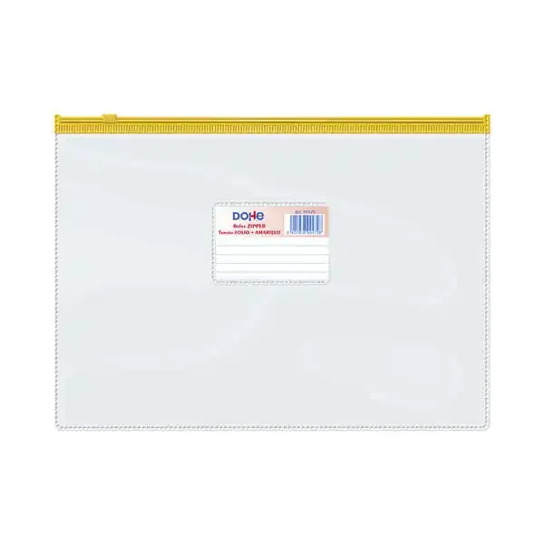 Dohe Bolsa Zipper Apaisada PVC Transparente 150 Micras – Tamaño Folio – Apertura Superior – Cierre Zip Hermetico (12 uds)