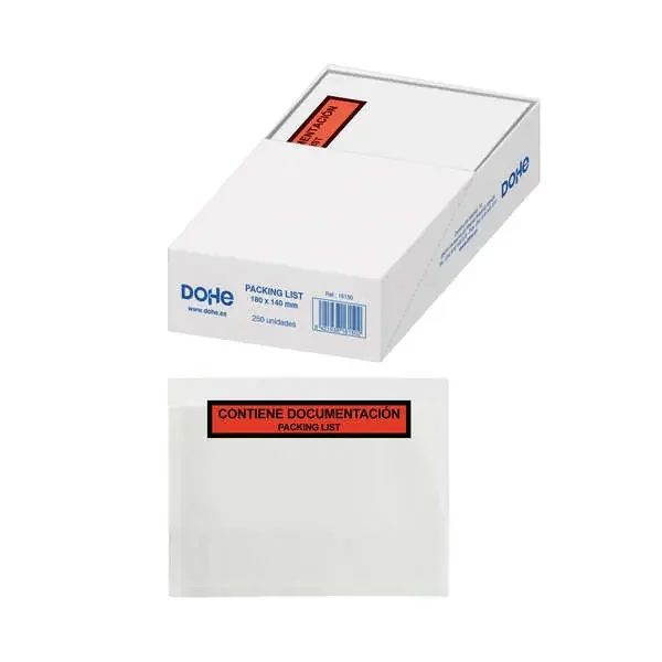 Dohe Caja de 250 Sobres Autoadhesivos – Packing List – Medidas 180 x140mm