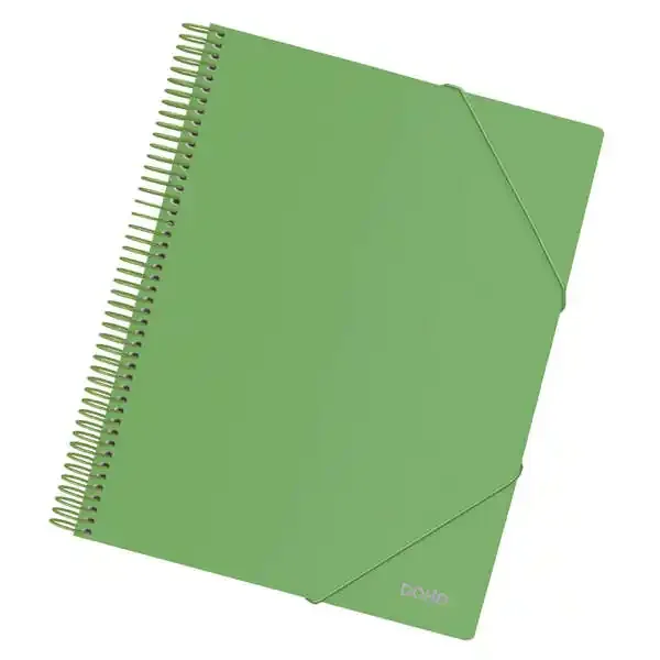 Dohe Carpeta con 30 Fundas Tamaño A4 – Tapa de Polipropileno Opaco de 800 Micras – Fundas Transparentes de 80 Micras – Espiral de Plastico de Color – Gomas Elasticas a Juego