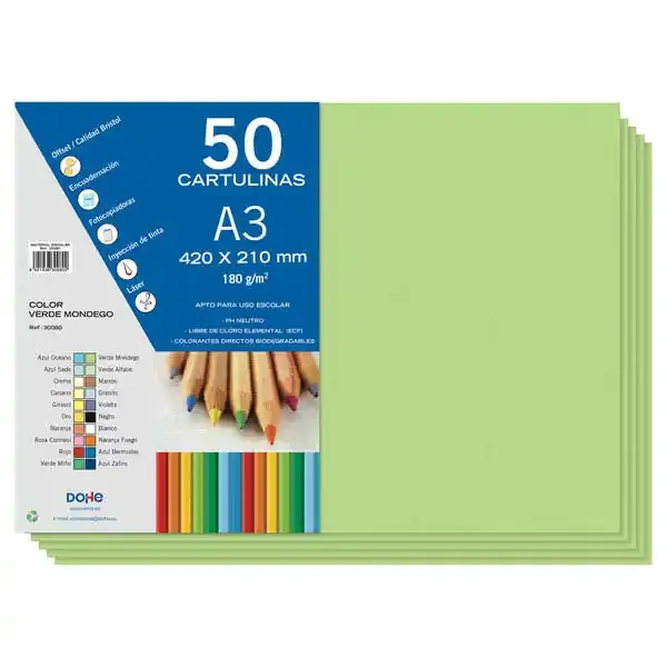 Dohe Cartulinas A3 – 50 Hojas – Ideal para Manualidades y Proyectos Escolares