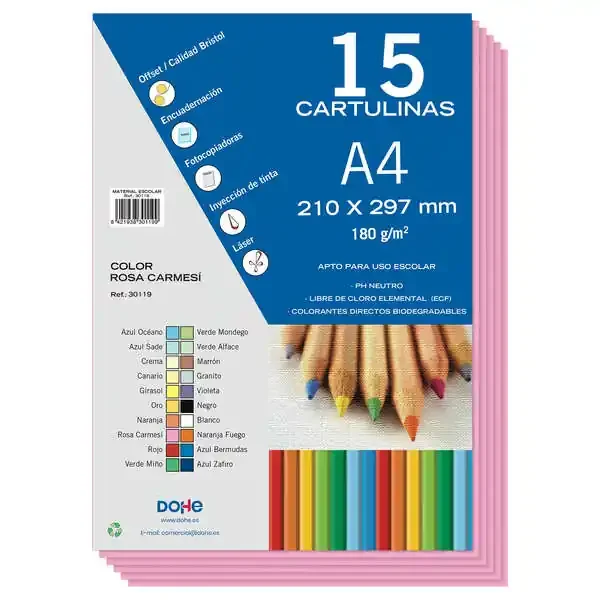 Dohe Cartulinas A4 – 15 Hojas – Ideal para Manualidades y Proyectos Escolares