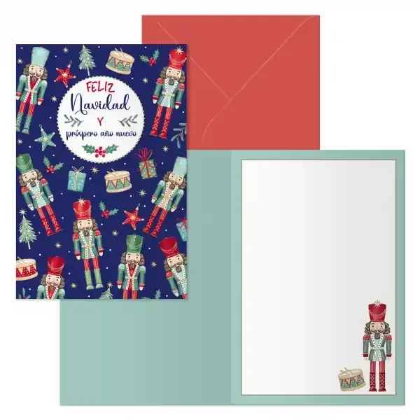 Dohe Cascanueces Pack de 6 Tarjetas de Felicitacion Navideña con Sobre – Tamaño Cerrada 11.5x17cm, Abierta 23x17cm – Papel Offset – Impresas a todo Color