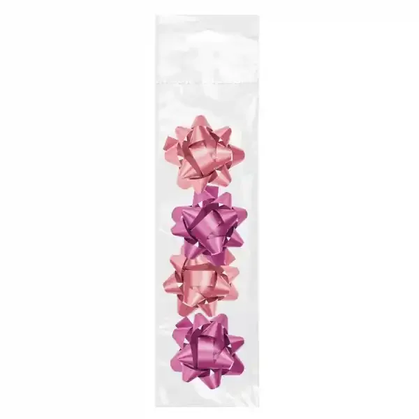 Dohe Chic Pack de 4 Lazos para Regalo – Forma de Estrella – Tamaño 6.5cm – Color Rosa
