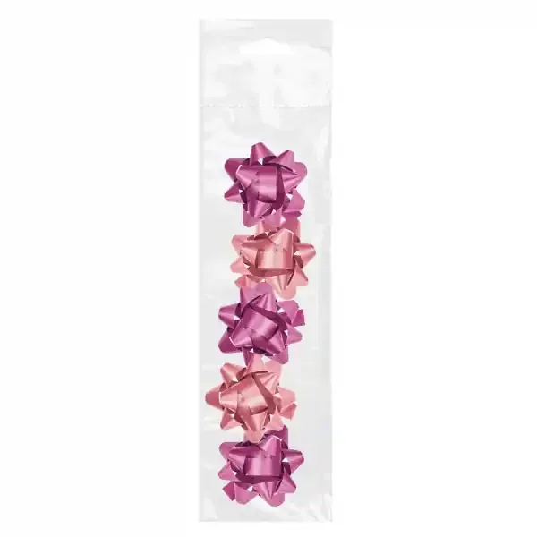 Dohe Chic Pack de 5 Lazos para Regalo – Forma de Estrella – Tamaño 5.6cm – Color Rosa