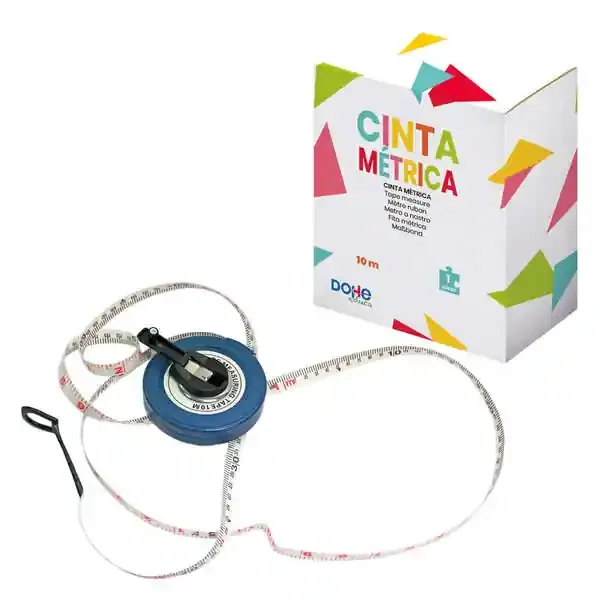 Dohe Cinta Metrica Enrollable – 10 Metros de Longitud – graduada en Centimetros – Ideal para Longitudes Largas – Recomendado para Tercer Ciclo de Primaria