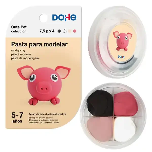 Dohe Coleccion Cute Pet Pasta para Modelar Cerdo – Ligera y Flexible – Apto para Niños de 5 a 7 Años