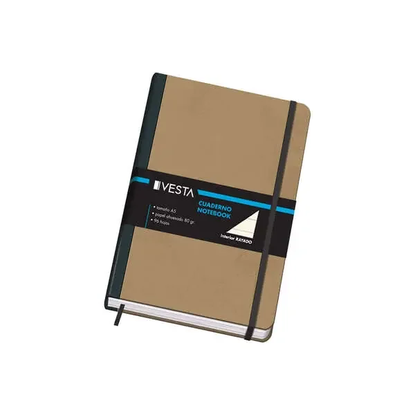 Dohe Cuaderno Cartone con Puntas Redondeadas – 96 Hojas de Papel Ahuesado de 80gr – Tapa en Tres Piezas con Lomera de Tela – Cierre de Gomas y Cinta de Registro