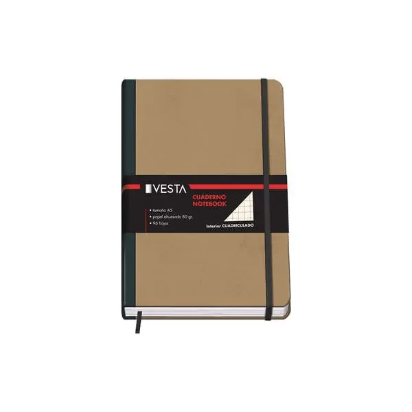 Dohe Cuaderno Cartone con Puntas Redondeadas – 96 Hojas de Papel Ahuesado de 80gr – Tapa en Tres Piezas con Lomera de Tela – Cierre de Gomas y Cinta de Registro