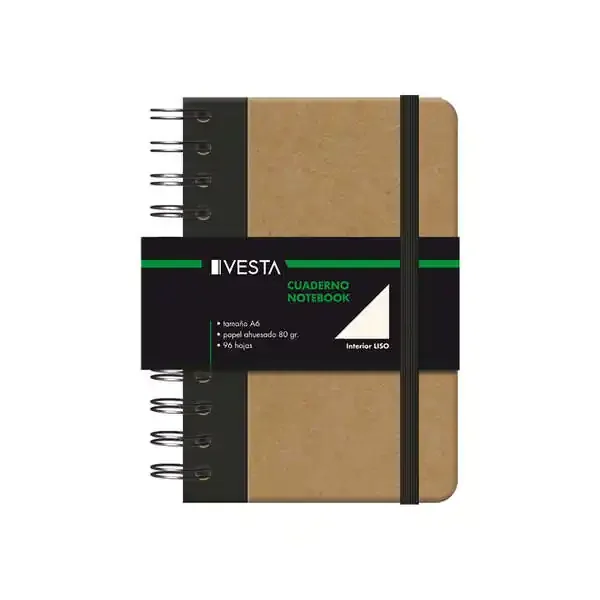 Dohe Cuaderno Cartone con Puntas Redondeadas – Tapa en Tres Piezas – Encuadernacion Doble Espiral Negro – 96 Hojas de Papel Ahuesado – Cierre de Gomas