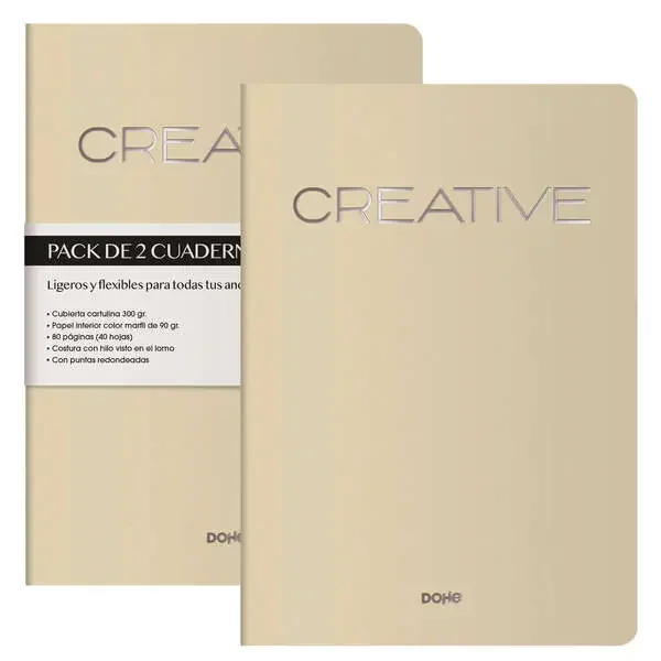 Dohe Cuadernos de Cartulina de Colores – 300gr – Estampacion en Portada – Puntas y Lomo Redondos – 40 Hojas Lisas – Papel Ahuesado 90gr – Rencuadernacion Cosida (2 uds)