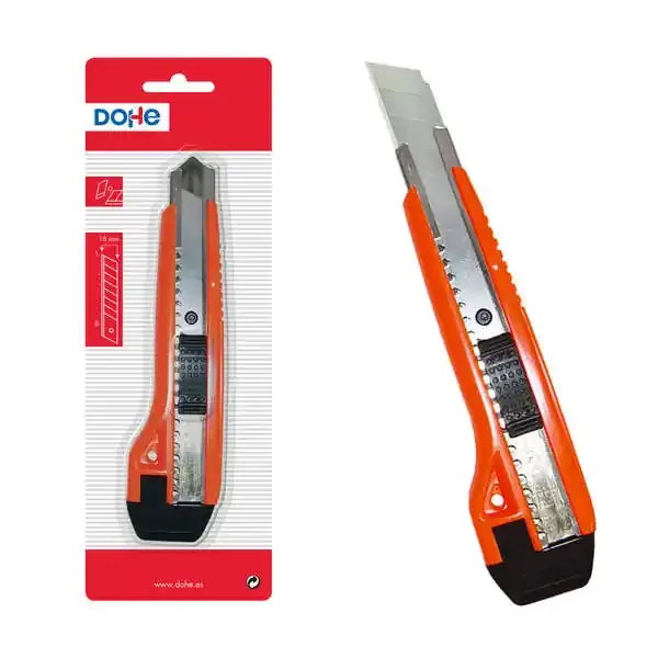 Dohe Cutter de Plastico Resistente – Cuchillas Tronzables de Acero – Sistema de Bloqueo de Cuchilla – con Guia Metalica