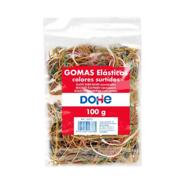 Dohe Gomas de Latex – 100gr – Gran Resistencia y Elasticidad – Surtido de Colores, Tamaños y Grosores