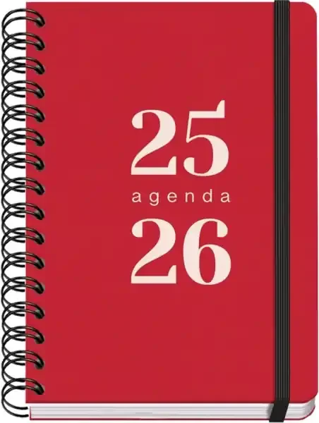 Dohe Grammar Agenda Escolar Espiral A5 – Semana Vista – Papel 80g/m2 – Cubierta de Polipropileno – Cierre de Goma Elastica – Tamaño 15x21cm – Color Rojo