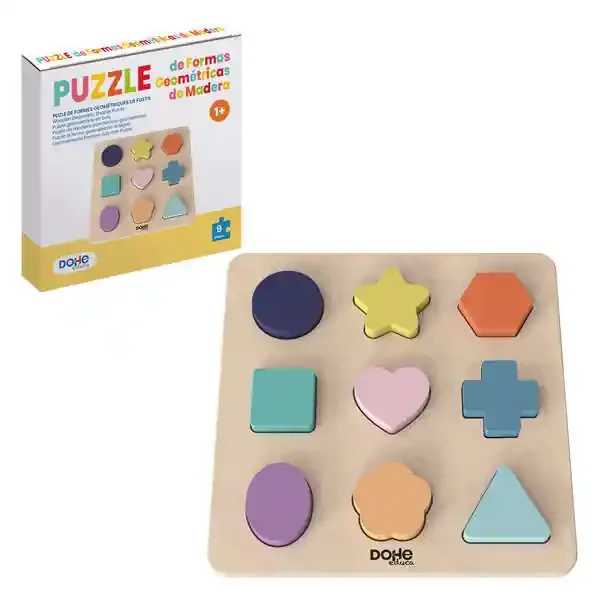 Dohe Juego Educativo de Formas Geometricas de Madera – Bordes Redondos – Tacto Suave – Colores Llamativos – Estimula la Coordinacion Ojo-Mano – Fomenta la Imaginacion – Impulsa el Aprendizaje
