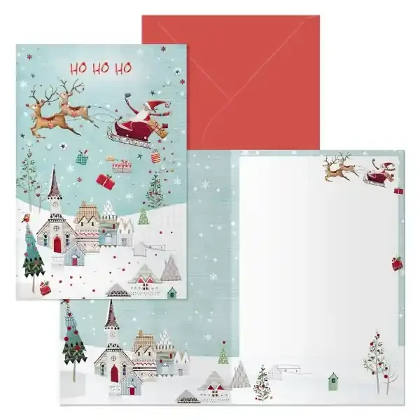 Dohe Laponia Pack de 6 Tarjetas de Felicitacion Navideña con Sobre – Tamaño Cerrada 11.5x17cm, Abierta 23x17cm – Papel Offset – Impresas a todo Color