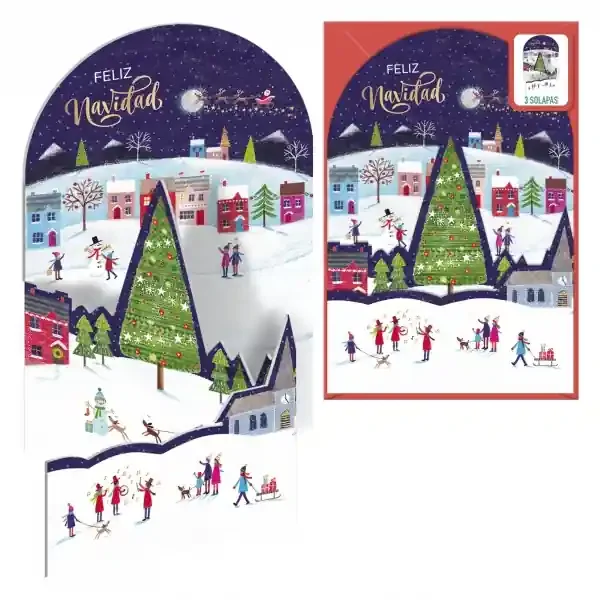 Dohe Mañana de Navidad Pack de 6 Tarjetas Desplegables de Felicitacion Navideña con Sobre – Impresas a todo Color