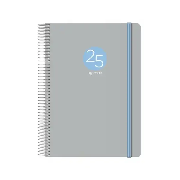 Dohe Menphis Agenda Anual – Dia Pagina – Cubierta de Plastico – Sabado y Domingo misma Pagina – Cierre con Goma Elastica – Tamaño 15x21cm – Color Gris