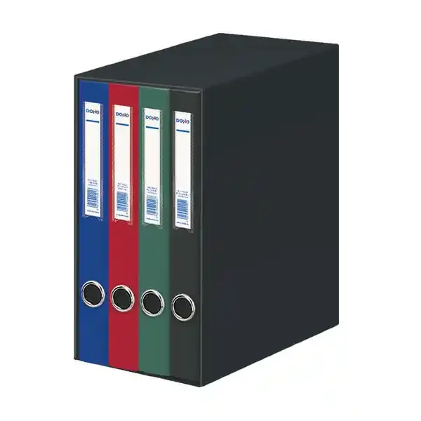 Dohe Oficolor Modulo de 4 Archivadores con Rado – Lomo Estrecho – Formato Folio – Carton Forrado – Colores Surtidos