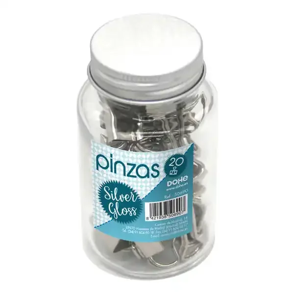 Dohe Pack de 20 Pinzas Metalicas de 19mm – Resistente y Duradero – Ideal para Organizar Documentos
