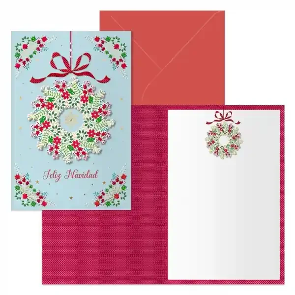 Dohe Poppy Pack de 6 Tarjetas de Felicitacion Navideña con Sobre – Tamaño Cerrada 11.5x17cm, Abierta 23x17cm – Papel Offset – Impresas a todo Color