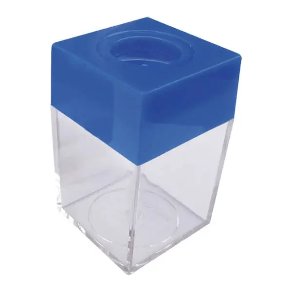 Dohe Portaclips en Plastico con Deposito Transparente – 42x42x70mm – Embocadura Imantada de Color Azul