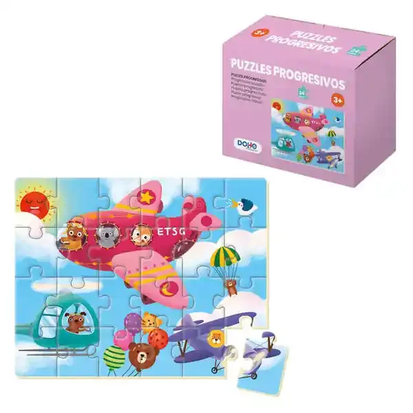 Dohe Puzzle Educativo Infantil – 24 Piezas – Doble Capa de Carton y Contrachapado – Estimula la Imaginacion y el Razonamiento – Colores Atractivos