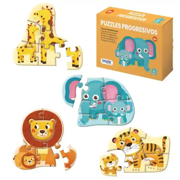 Dohe Puzzle Progresivo para Niños – Doble Capa de Carton – Capa Intermedia de Contrachapado – Estimula Imaginacion y Razonamiento – Atractivos Colores y Dibujos