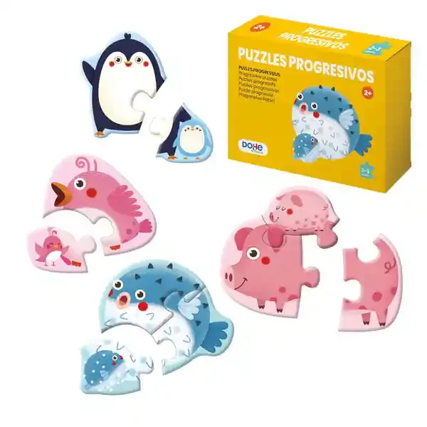 Dohe Puzzle Progresivo para Niños – Doble Capa de Carton – Capa Intermedia de Contrachapado – Estimula Imaginacion y Razonamiento – Atractivos Colores y Dibujos