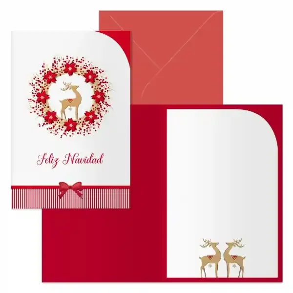 Dohe Saami Pack de 6 Tarjetas de Felicitacion Navideña con Sobre – Tamaño Cerrada 11.5x17cm, Abierta 23x17cm – Papel Offset – Impresas a todo Color