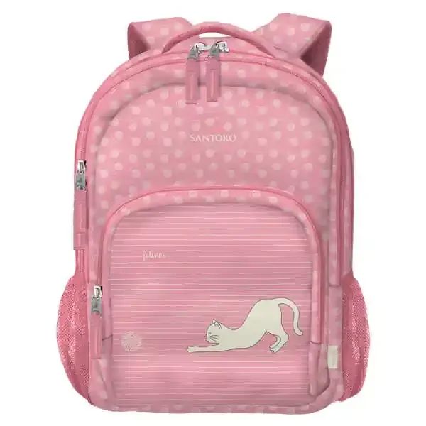 Dohe Santoro Felines Mochila Escolar Grande – 3 Compartimentos – Bolsillos Laterales – Tirantes Acolchados y Ajustables – Asa Superior