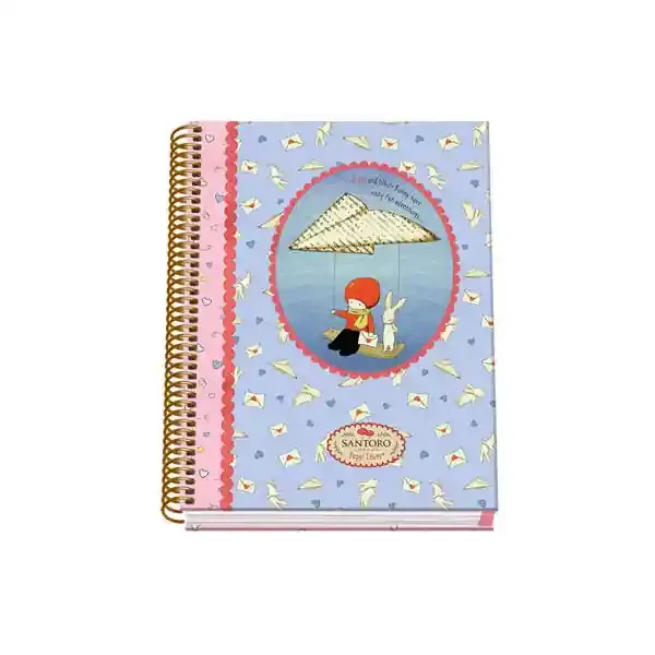 Dohe Santoro Poppi Loves Messenger Cuaderno Espiral Tapa Dura – Tamaño A5 de 100 Hojas 90gr – Hojas Microperforadas con 2 Taladros – Cuadricula 5mm