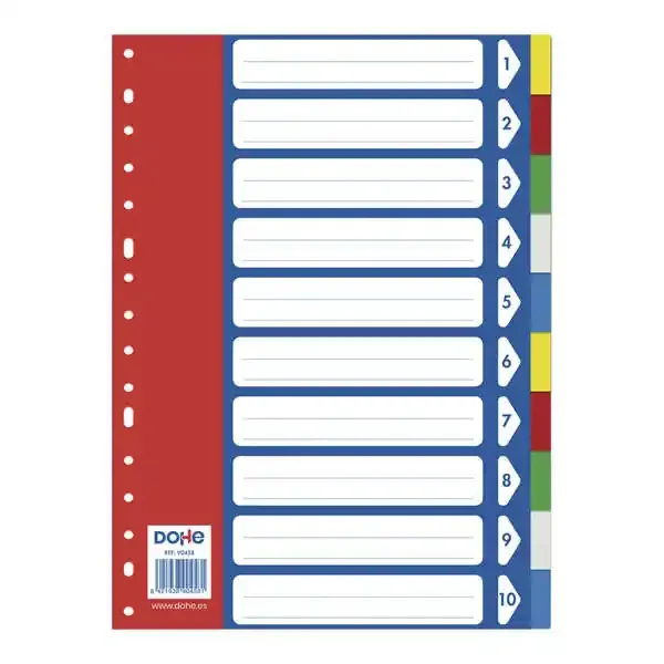 Dohe Separadores para Archivadores y Carpetas de Anillas – 120 Micras – Multitaladro de 16 Perforaciones – Bolsa Autoadhesiva Individual