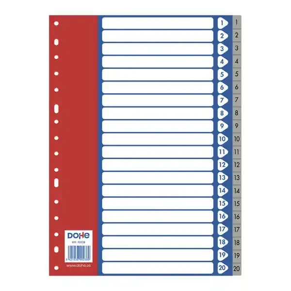 Dohe Separadores para Archivadores y Carpetas de Anillas – 120 Micras – Multitaladro de 16 Perforaciones – Bolsa Autoadhesiva Individual