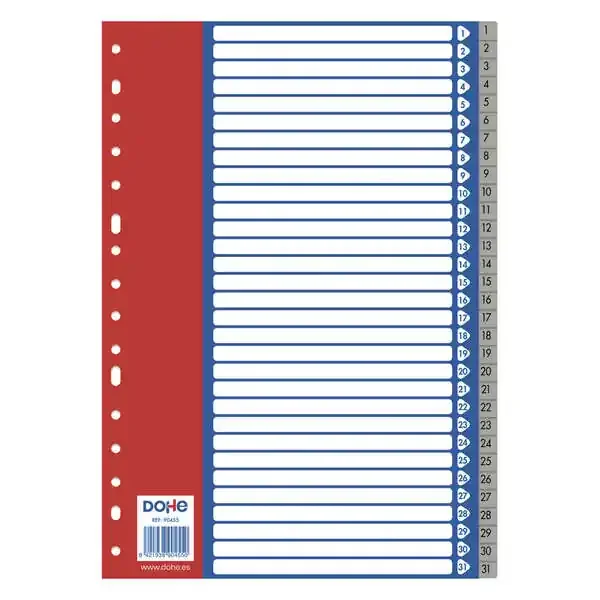 Dohe Separadores para Archivadores y Carpetas de Anillas – 120 Micras – Multitaladro de 16 Perforaciones – Bolsa Autoadhesiva Individual