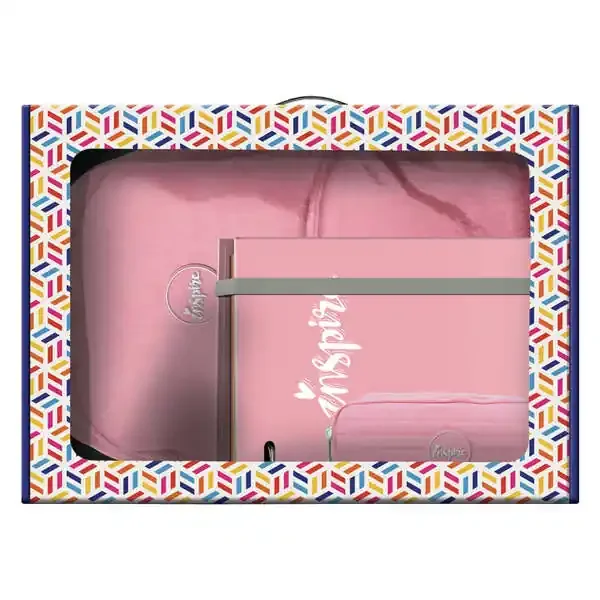 Dohe Serie Pastel Pack de Mochila Mediana + Portatodo Doble + Carpeta de 4 Anillas Formato A4 con Recambio de 100 Hojas – Color Rosa Pastel