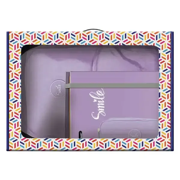 Dohe Serie Pastel Pack de Mochila Mediana + Portatodo Doble + Carpeta de 4 Anillas Formato A4 con Recambio de 100 Hojas – Color Morado Pastel