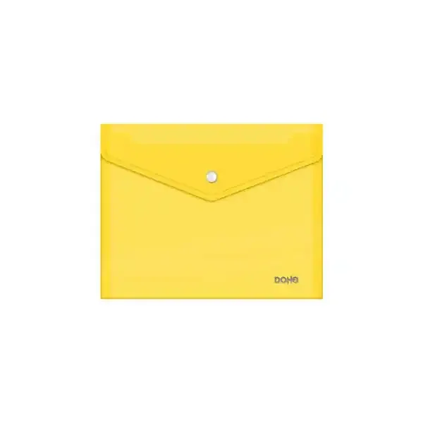 Dohe Sobre con Cierre de Broche – Tamaño A5 – Polipropileno Cristal Transparente 150 Micras – Color Amarillo