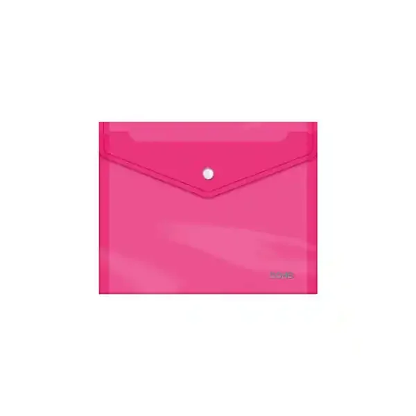 Dohe Sobre con Cierre de Broche – Tamaño A5 – Polipropileno Cristal Transparente 150 Micras – Color Rosa