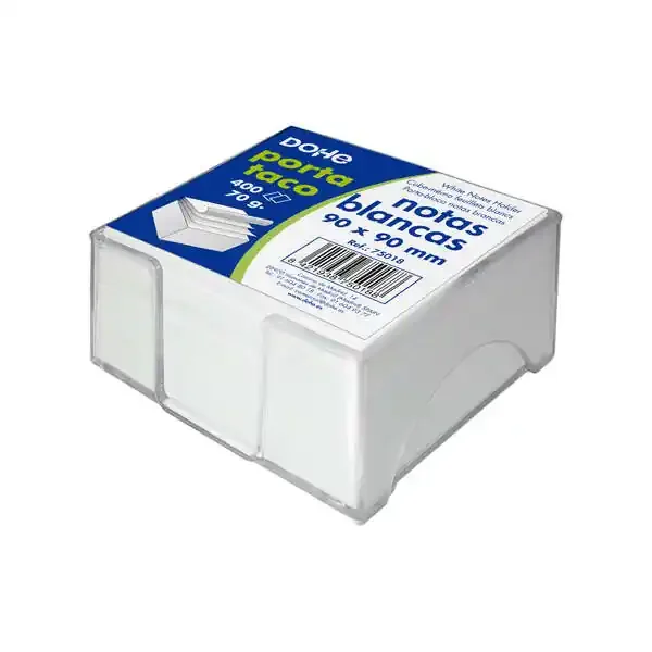 Dohe Soporte de Sobremesa con Bloque de Notas – 90x90mm – Papel Blanco de 70g – Fabricado en Plastico Inyectado Transparente