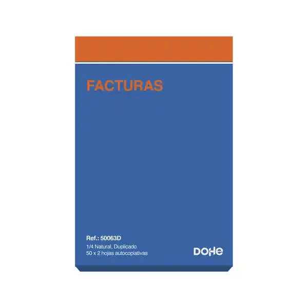 Dohe Talonario de Facturas – Cuarto Natural – 50×2 Hojas Autocopiativas – Duplicado