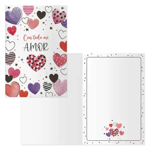 Dohe Tarjeta de Felicitacion de San Valentin – 11.5x17cm – Impresas a Todo Color – Estampaciones con Pelicula de Color – Estampacion en Seco – Papel Offset Blanco de 300gr – Incluye Sobre de Color (6 uds)