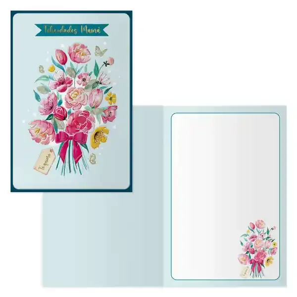 Dohe Tarjeta de Felicitacion Dia de la Madre – 11.5x17cm – Impresas a Todo Color – Estampaciones con Pelicula de Color – Estampacion en Seco – Papel Offset Blanco de 300gr – Incluye Sobre de Color (6 uds)